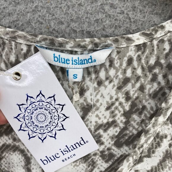 Blue Island Dress Womens Small Gray Snakeskin Fit & Flare Mini Ruffle Cover Up - Picture 5 of 11